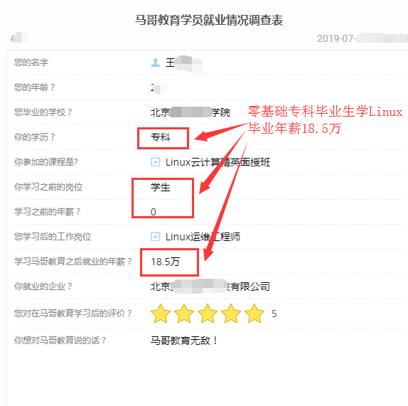 【學員喜訊-849期】零基礎專科畢業生學Linux，畢業成功收獲年薪18.5W！