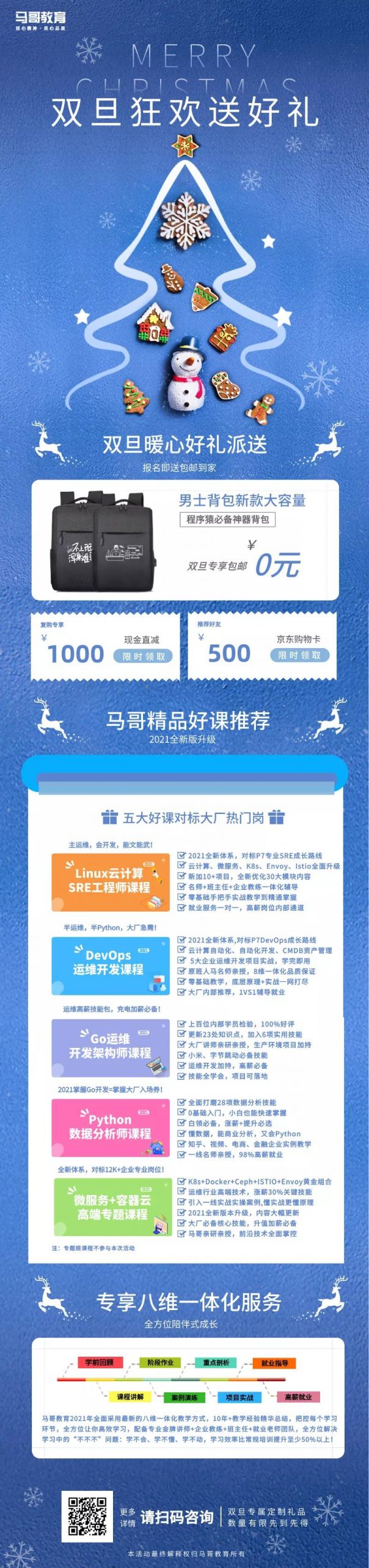 包郵到家！專(zhuān)屬定制背包、京東購(gòu)物卡！馬哥教育雙旦狂歡送好禮！